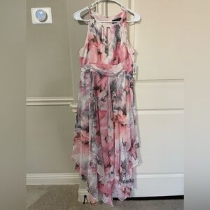 Versatile Pink floral high-low maxi dress